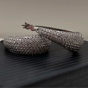 Silver Crystal Hoop Earrings